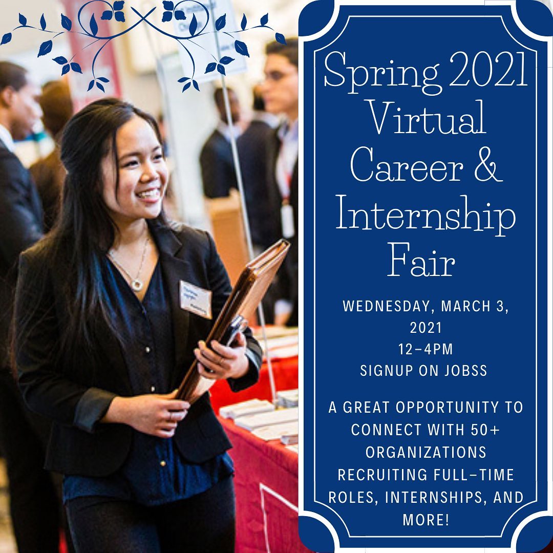 Do you need internship credits? Seeking a post graduation job? Explore 50+ organizations looking to hire at the Virtual Career and Internship Fair next week!