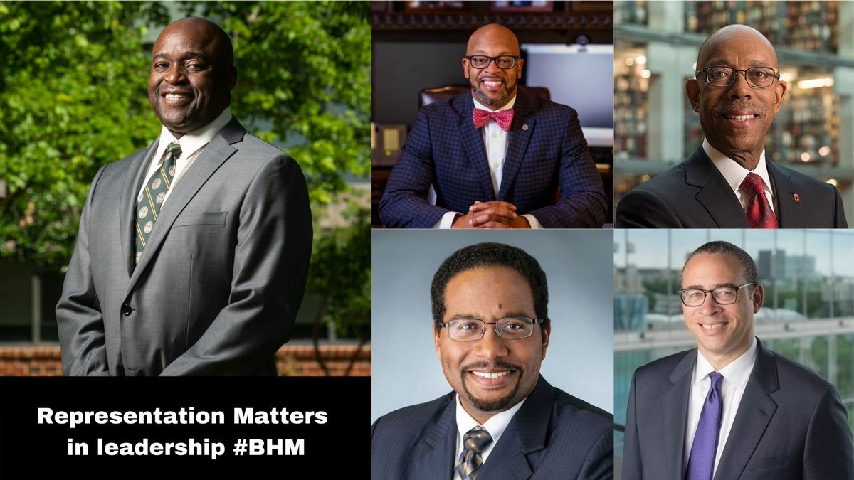 GMU_COS's tweet photo. Representation matters in leadership. #MasonScience highlights the five recently hired African American presidents from universities around the country: Gregory Washington, @GeorgeMasonU, Michael V. Drake, Jonathan Holloway, Darryl J. Pines &amp; Brian O. Hemphill, president-elect https://t.co/ythVTSaE4F