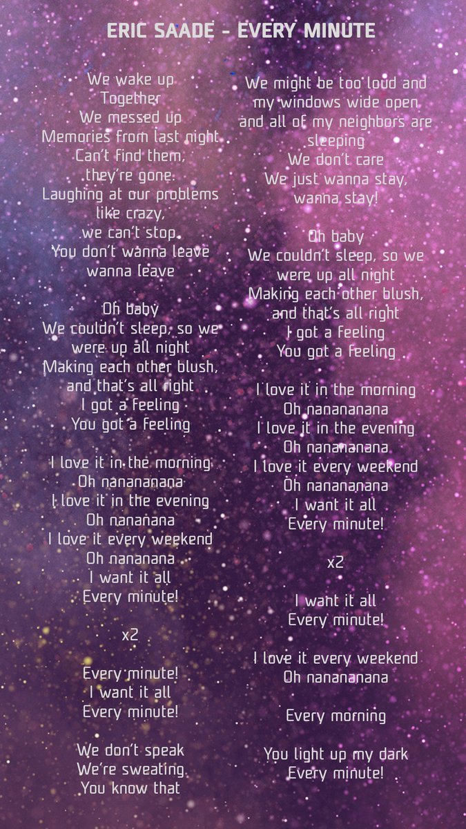 Eric Saade Every Minute Lyrics
