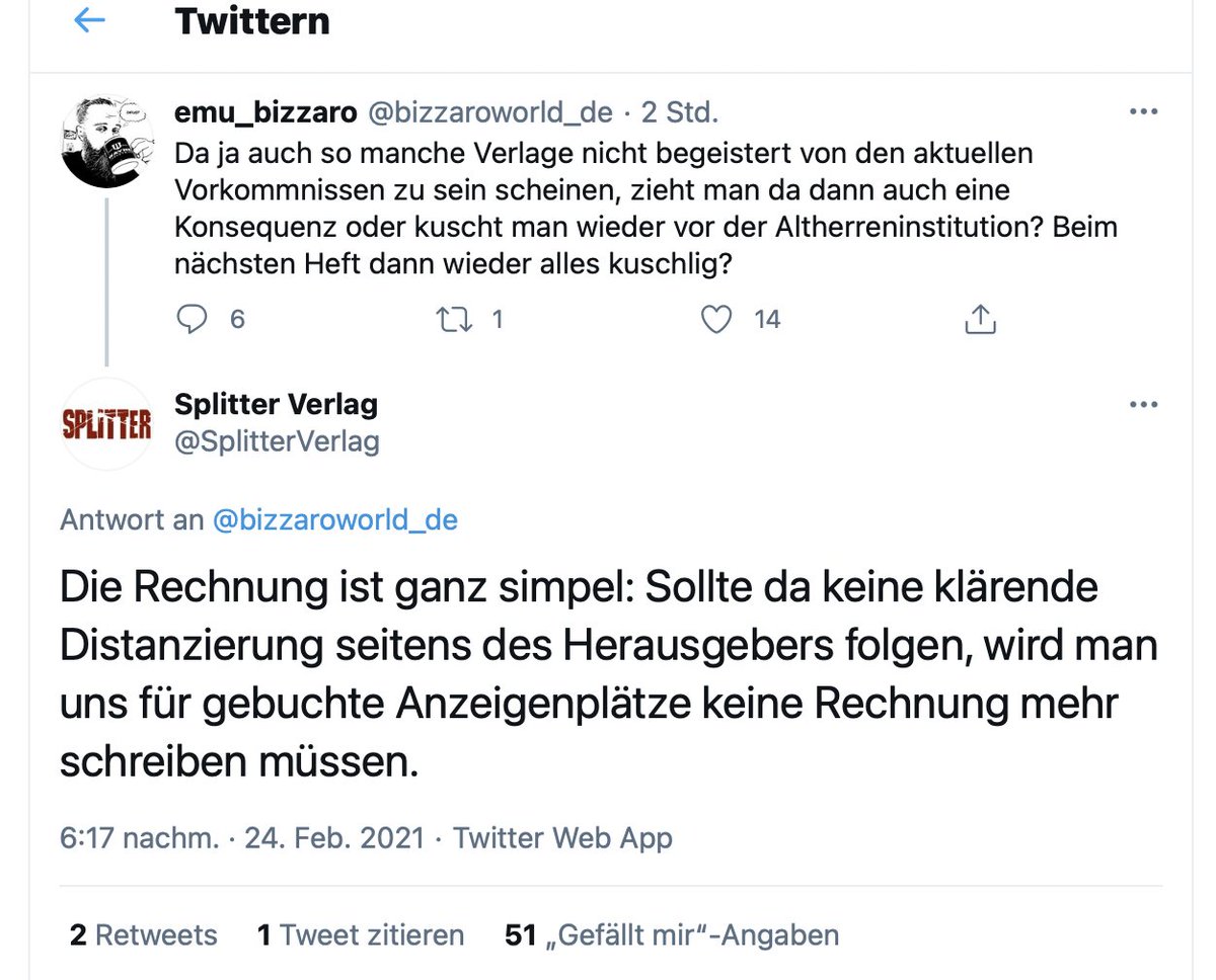 ComicsHydra's tweet photo. Heute geht es ab. Jetzt "erpresst" der große @SplitterVerlag die @comixene. Entweder eine erzwungene Distanzierung oder keine Werbeanzeigen mehr. So geht #Gleichschaltung.
Mal schauen, wie es weitergeht. Alles wegen ein paar #Comicsnerds aus #Dresden. Wunden Punkt getroffen! https://t.co/pP7Ez1ybWx