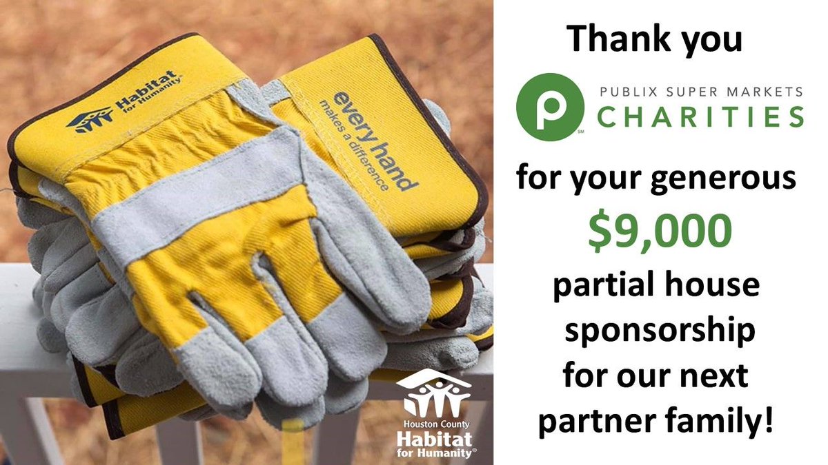 Thank you <a href="/Publix/">Publix</a> Super Markets Charities for supporting #affordablehousing in our local communities! 
#houstoncounty #habitatforhumanity #makingadifference