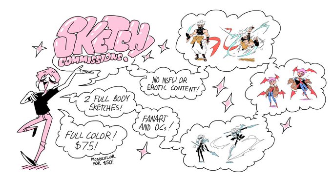 it... it is time... commissions are open once more! 

opening 10 slots for now! 

email me at jackkaisermcgee@gmail.com if youre interested or have questions! thanks! 
