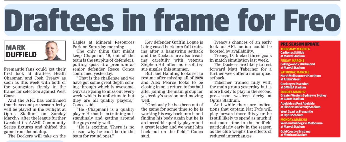 Caro218_'s tweet image. Derby and draftees. #foreverfreo #afl #markd