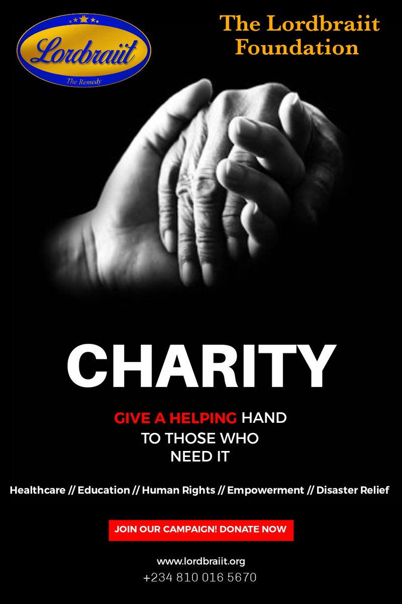 TLordbraiitFdn's tweet photo. Our Mission:
To be the world’s most dominant and reliable guest-friendly organization as The Lordbraiit Foundation (Telef) is wraparound interventions centred on Health, Education, Human Rights, Empowerment, and Disaster Relief. https://t.co/0GoBSMA7qb