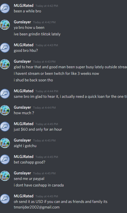 MLGJRated's tweet photo. SOMEONE IS IMPRESONATING ME ON DISCORD ASKING EVERYONE FOR MONEY. HE BOUGHT DISCORD NITRO TO MATCH MY EXACT NUMBERS TO MAKE IT LOOK MORE REAL. IM DOWN BAD, BUT IM NOT THAT DOWN BAD 💀💀💀💀 https://t.co/jCfghMTZl1