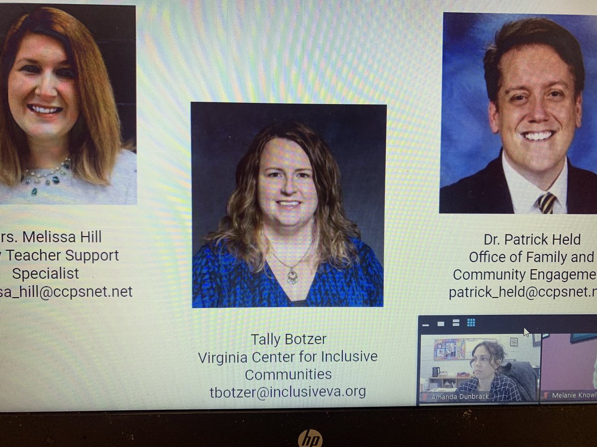 Maia K. Johnson (@counselorj_ccps) on Twitter photo Thank you <a href="/missydhill/">Missy Davis Hill, Ed.D.</a>, <a href="/drpheld/">Dr. Patrick Held (He/Him)</a> and Tally Botzer, <a href="/inclusiveva/">Virginia Center for Inclusive Communities</a> for joining our Equity Leads meeting today! So great to hear from you about collaborative efforts and resources to support our students, staff and families!!! Thank you <a href="/missydhill/">Missy Davis Hill, Ed.D.</a>, <a href="/drpheld/">Dr. Patrick Held (He/Him)</a> and Tally Botzer, <a href="/inclusiveva/">Virginia Center for Inclusive Communities</a> for joining our Equity Leads meeting today! So great to hear from you about collaborative efforts and resources to support our students, staff and families!!!