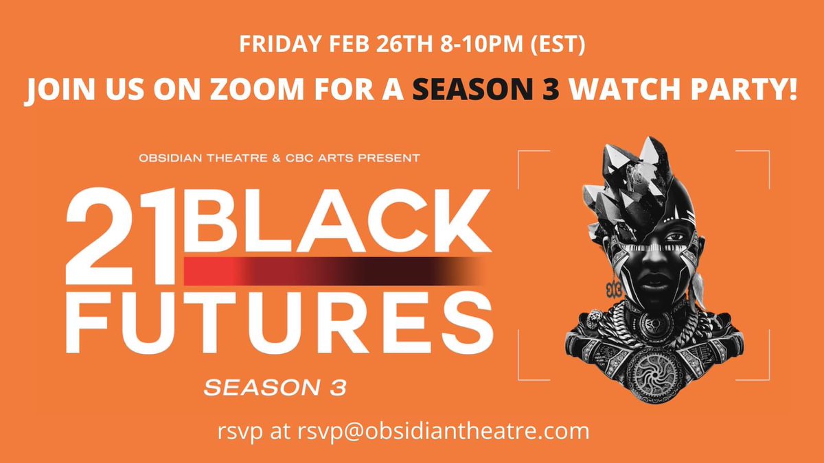 We're getting together on Zoom this Friday (8-10PM) ONE LAST TIME to watch Season 3 of #21BlackFutures. The last two watch parties were such a blast, don't miss out on a chance to hang with the Obsidian fam and all these incredible artists.