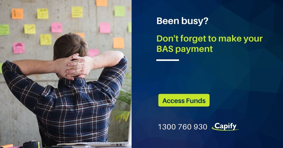 capifyAU's tweet image. Businesses in Australia are getting back to the new normal from the COVID-19 shut downs, cash flow may be low and BAS payments may have been forgotten or impossible to budget.
If you need any financial assistance for your BAS payment click the link below 
ow.ly/ty6O50DJeCj