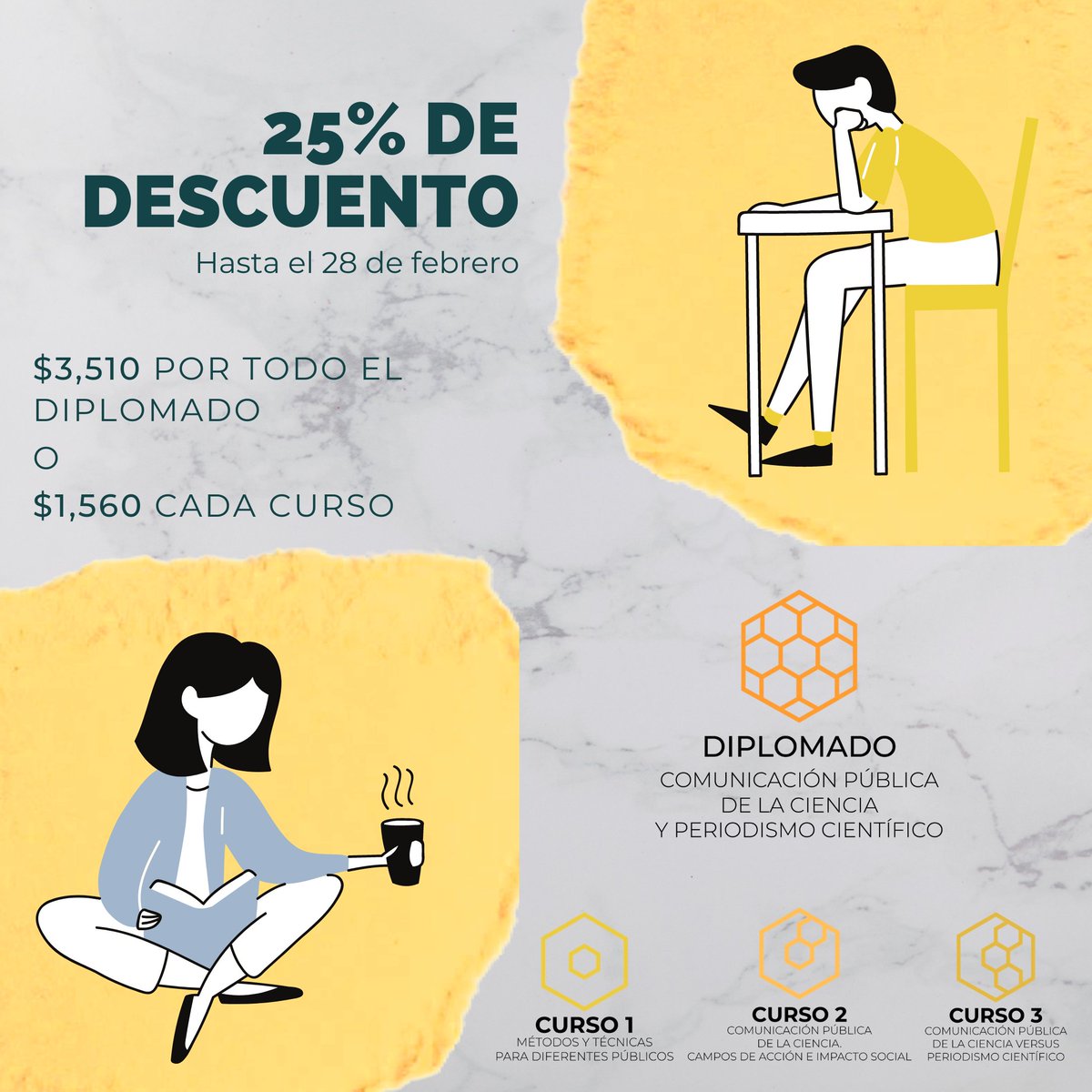 Divulgo_Ciencia's tweet photo. 🧠 Desarrolla habilidades y profesionaliza tus conocimientos en materia de divulgación y periodismo científico. ¡No te quedes fuera! ¡Aprovecha un 25% de descuento + MSI!

🎟️ https://t.co/75qOhlM17S https://t.co/PiVTSjAmKP