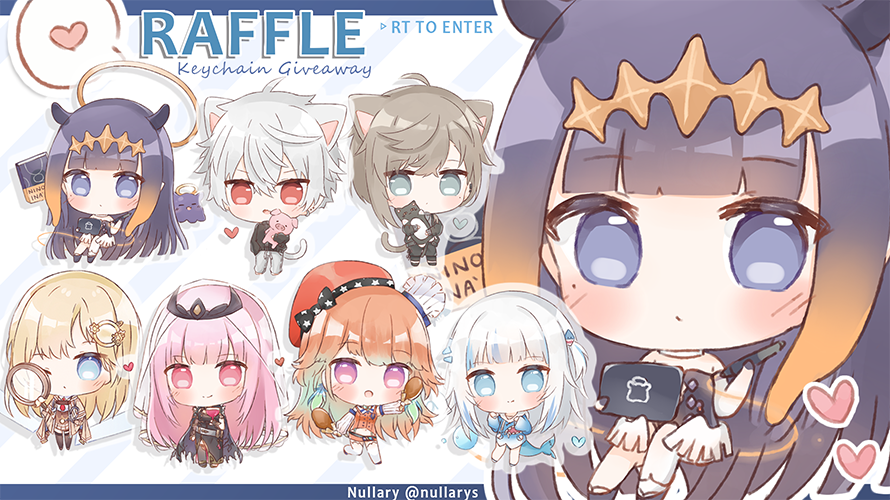 nullarys's tweet photo. ✨ Keychain Preorder &amp; Giveaway ✨

Shop: https://t.co/keDggs9Did

▹ RT to enter!
▹ Prize: any 1 charm from Hololive or ChroNoiR
▹ Optional: comment your fav from below ♡
▹ More designs in thread. Pillows are also available!

Ends Mar 1st #ホロライブ #クロノワール https://t.co/eXAQ0ByXnN