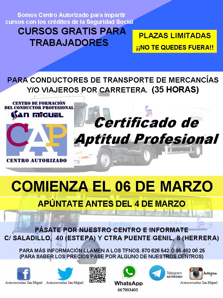 Nuevo curso CAP CONTINUO obligatorio para conductores de camiones y autobuses. Pasa por nuestro centro e infórmate.