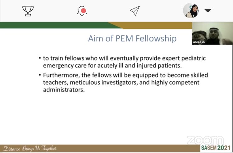 who_else19's tweet image. @sasem2021 Dr. Abdullah Akkam is highlighting way Pediatric emergency fellowship is important and it improves the clinical skills for physicians who are dealing with a pediatric patient @PemSasem @SaudiEmergency #SASEM2021