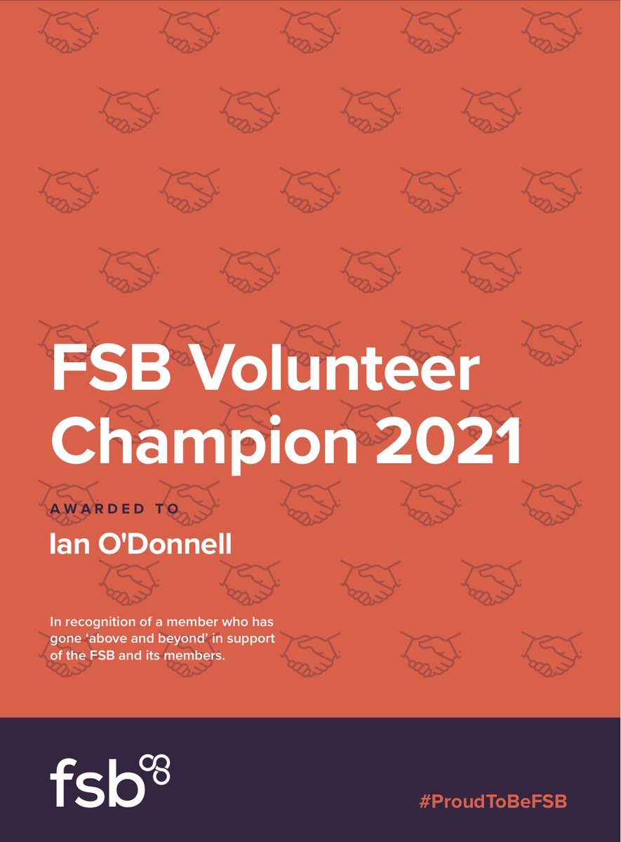 Really honoured to be nominated &amp; recognised as a #FSBVolunteerChampions in yesterday’s awards, very much part of a great team who raise the issues &amp; deliver solutions to #SmallBusinesses in the UK #proudtobefsb