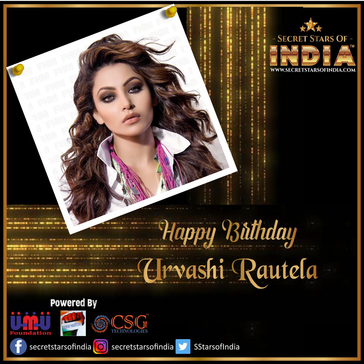 SStarsofIndia's tweet photo. Happy Birthday @UrvashiRautela 
From Secret Stars of India 

#UrvashiRautela #hbdurvashirautela 
#hbdurvashi #HappyBirthdayUrvashiRautela #HappyBirthdayUrvashi #HappyBirthday #mahendersaluja #secretstarsofindia 
#secretstars #umadeus 
#umadeusfoundation https://t.co/dGtDZ9MpSY