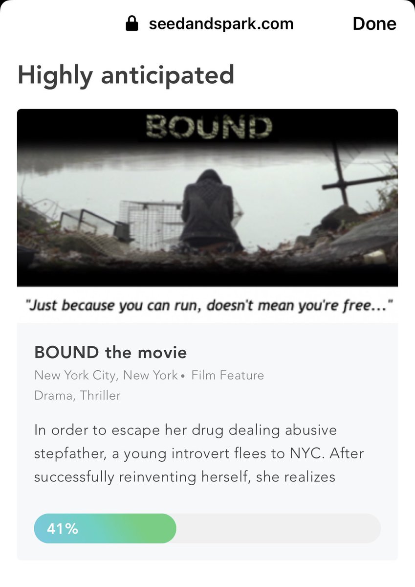 BOUND_themovie's tweet photo. Only starting day 2 and we are already on @seedandspark ‘s HIGHLY ANTICIPATED LIST! 

https://t.co/k2CqkH5joZ

Go BOUND team! https://t.co/AGzV4FjJuh