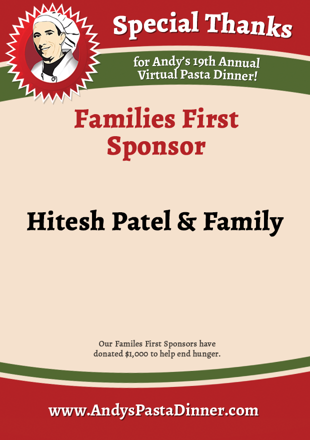 andyspasta's tweet photo. Thank you to our Families First sponsor Hitesh Patel &amp; Family! #apd2021 https://t.co/uDQn1C9qYZ