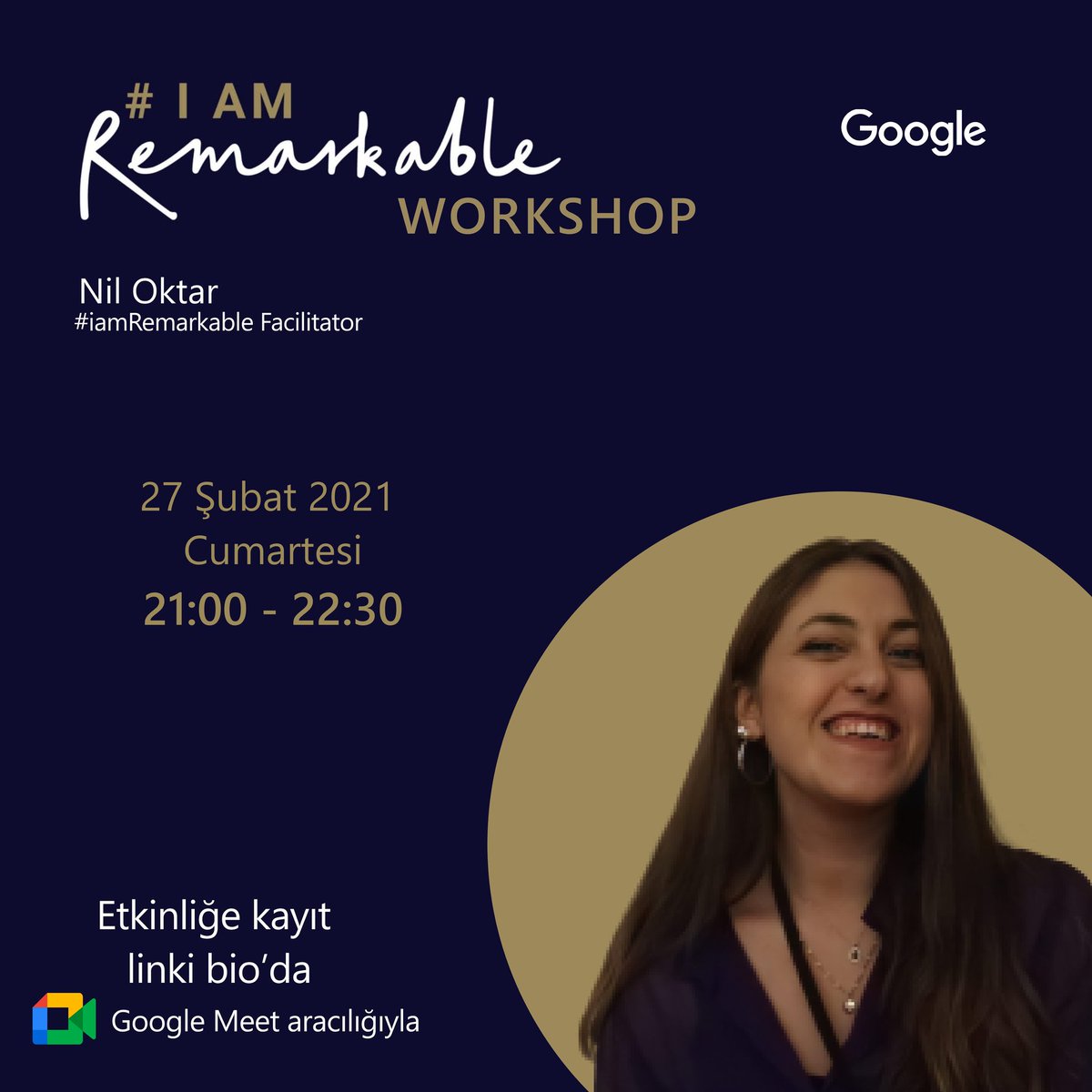 niloktar's tweet photo. Sizi, 27 Şubat Cumartesi günü gerçekleştireceğim işyerinde ve özel yaşamda kendinizi tanıtmak için güven geliştireceğiniz #lamRemarkable atölyesine katılmaya davet etmekten heyecan duyuyorum 🎈✨
#lamRemarkable bir @google girişimidir.
Link bio'da ⭐ https://t.co/BptrhGs5Go