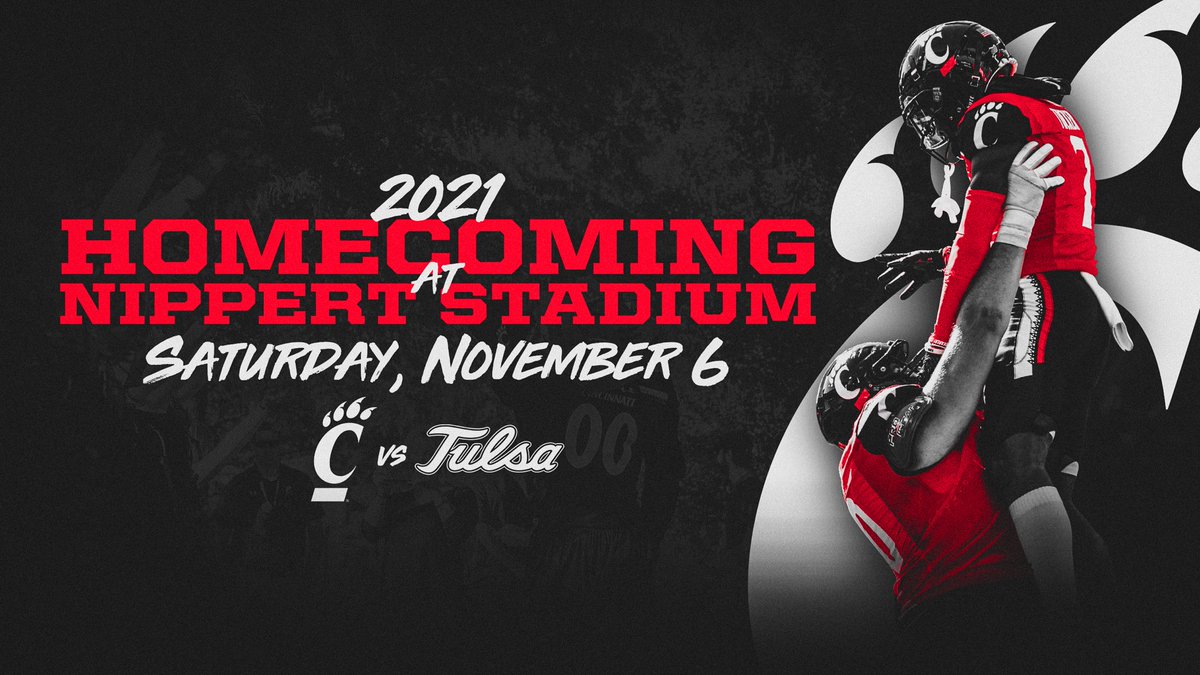 GoBearcatsFB's tweet photo. Mark your calendars, #Bearcats‼️

We’ll see you for UC Homecoming at Nippert Stadium on Saturday, November 6th.

🔗: https://t.co/jmNGEYqbfK https://t.co/78d4f6tmQI