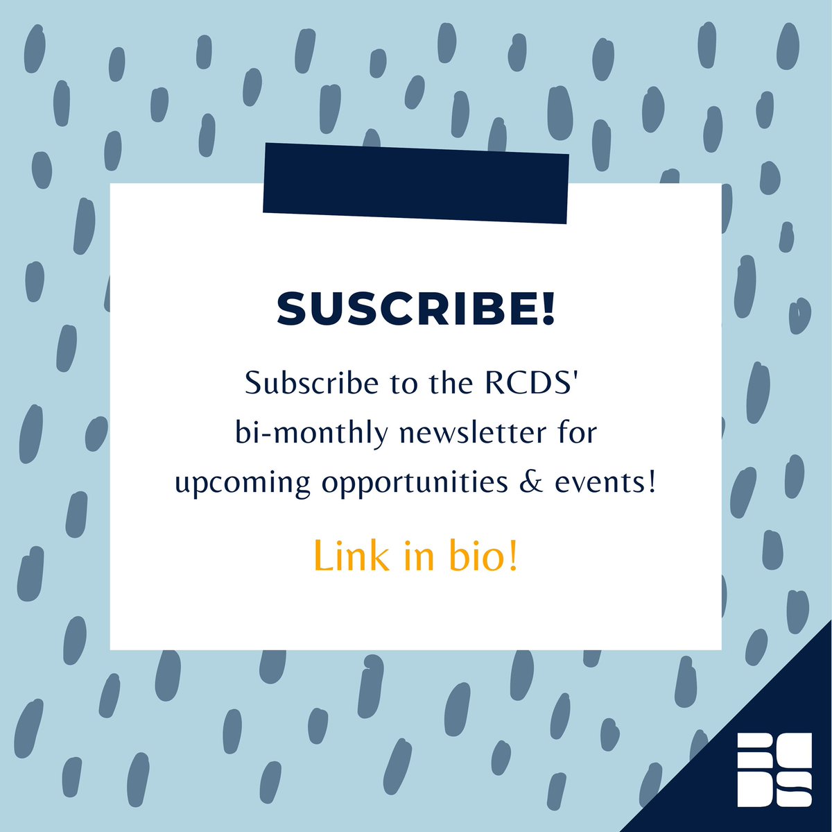✨HEY FCAD✨

The RCDS is excited to announce the launch of our very first newsletter, The Bulletin! 🤩

Subscribe to The Bulletin to stay updated about the RCDS’ latest events, opportunities, and initiatives! 

Subscribe here: bit.ly/3spWHUk