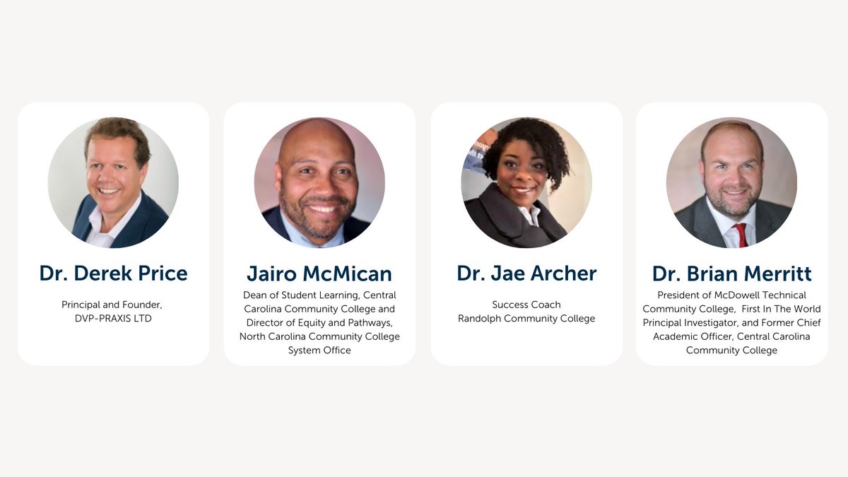 AvisoRetention's tweet image. Thank you to our incredible #EquitySolution Panel from @dvppraxis @McDowellTechPrz @iamcccc @RandolphCC today for sharing your knowledge, dedication, and continuous support of #StudentSuccess!