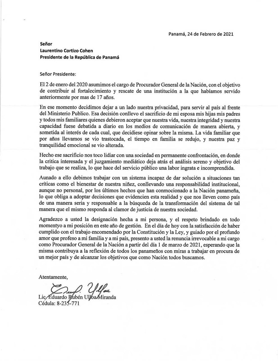 JCTapiaLMB's tweet photo. Esta es la explicación del procurador, de su renuncia. https://t.co/NNGuAaQzDQ