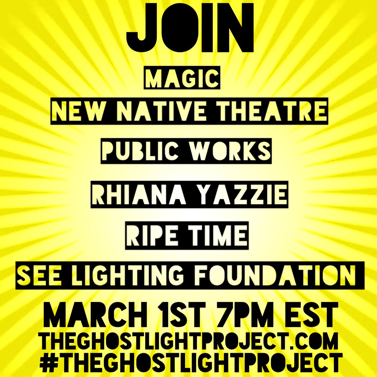 NewNativeThtr's tweet image. Join us on Mon at 6pm CT to gather in fellowship/community at @GhostlightProj&apos;s Community Roll Call! Learn about the many organizing efforts happening in our community &amp;amp; how you can get involved. Sign up here: theghostlightproject.com #newnativetheatre #theatre #ghostlightproject
