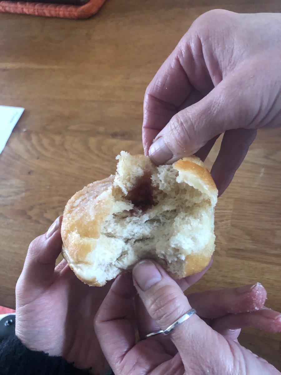 beth__howell's tweet photo. @sainsburys please explain this donut : jam ratio. It was an emotional experience eating this dry, jam-less donut 😢 all 5 in the pack were like this too 💔 https://t.co/2aUCnMOYPs