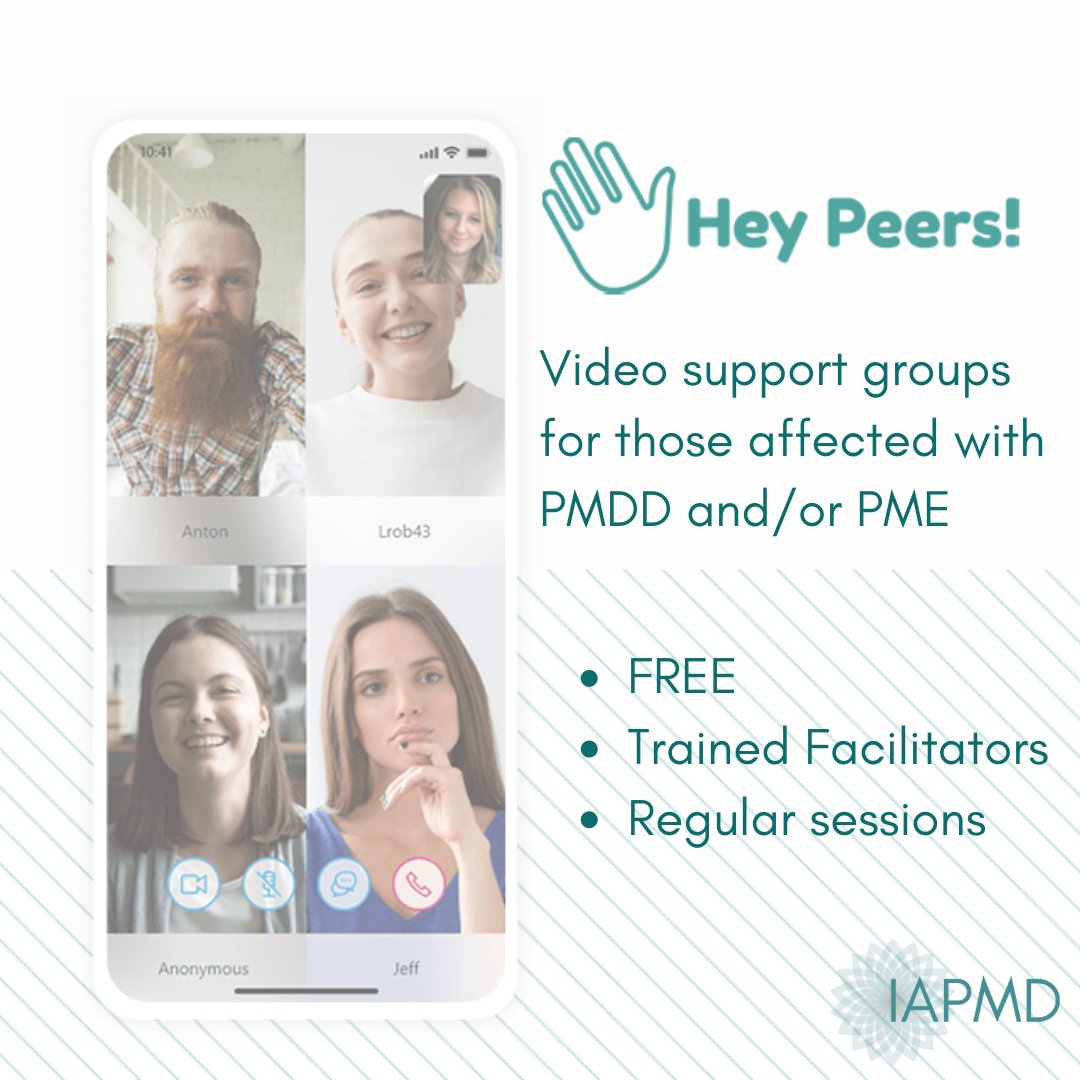 IAPMDglobal's tweet photo. We know how helpful it can be to speak with others who understand Premenstrual Disorders, and we're thrilled to have launched  our new video support groups, moderated by trained IAPMD Peer Support Facilitators.

#PMDD #PMDDSupport #PMDDWarrior https://t.co/Ga3Sb1E4rO