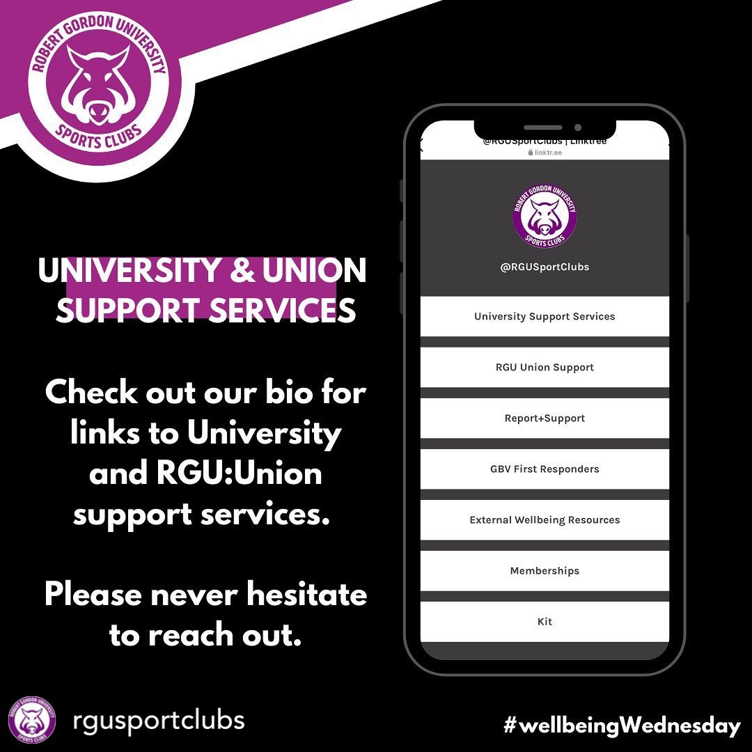 rgu_presspa's tweet photo. 📣 Support Services 📣

Check out the linktree in @rgusportclubs Instagram bio for links to a range of University and Union support services. 

#wellbeingwednesday https://t.co/TWOFCAsulb