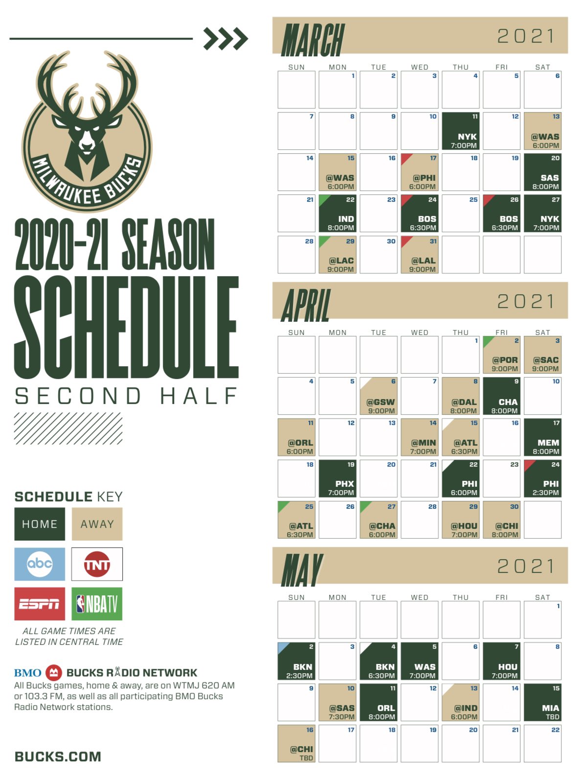Milwaukee Bucks Schedule 2022 23 Milwaukee Bucks On Twitter: "Print And Download The 2Nd Half Schedule Now  At Https://T.co/Gvjfjn1Yrg Https://T.co/Krufwzgd3I" / Twitter