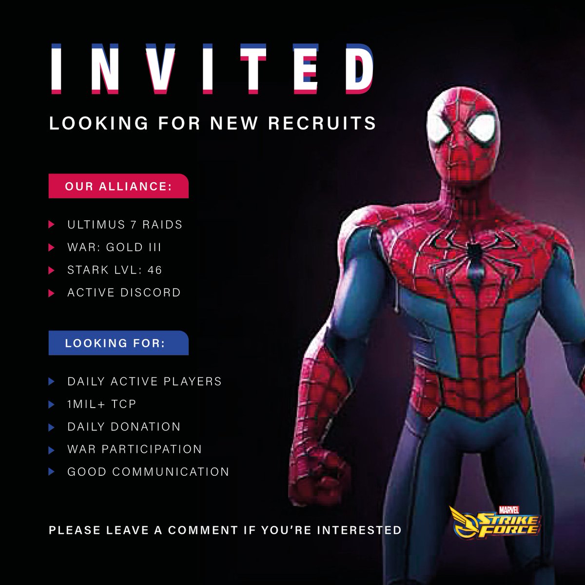 LewisCJAllen's tweet photo. @MarvelStrikeF Growing alliance - message me if interested ;) https://t.co/80zbuN2JNZ