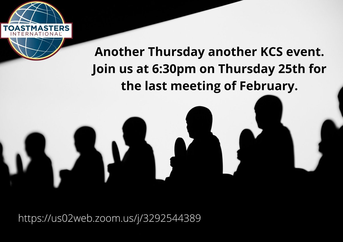 Second and last meeting of February tomorrow at 6:30pm.

Join us and don't miss out on another great session in true Kings Cross Speakers style.

us02web.zoom.us/j/3292544389