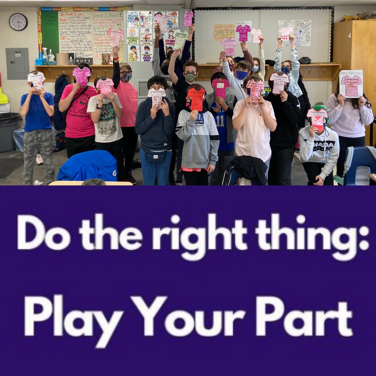 LitsaInglis's tweet photo. Bullying stops here @StCofA_HCDSB #spreadkindness #choosekindness #antibullying #PinkShirtDay2021 #fearless5 https://t.co/VJ2Ftjb0x9