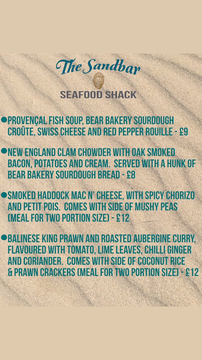 sandbarseafood's tweet photo. Menu is up for this weekends takeaways. DM to reserve and collect from The Sandbar inside @ChesterMarketCH between 12-6pm #takeaway #chester #haveanightoff #luxurytvdinners https://t.co/Qhj6bz3ln7