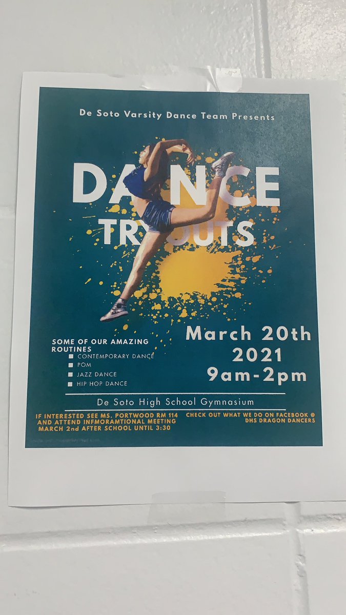 DHSvarsitydance's tweet photo. Tryouts are just around the corner. There is an informational meeting next Tuesday March 2, after school in Coach Portwood’s room. https://t.co/Cs3V4FHE12