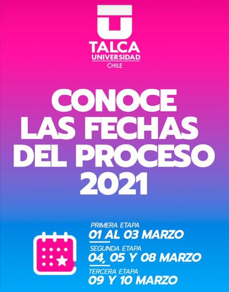 📣Proceso de #matrícula2021 para estudiantes #UTalca  #admisión2021 será desde el 1°al 10 de #marzo.
🔸
Más información en link 🔗de👉 <a href="/UTalca/">Universidad de Talca</a>