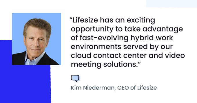 A warm welcome to incoming Lifesize CEO Kim Niederman.  We look forward to continuing to innovate cloud<a href="/tag/cloud"class="tags"><span>#cloud</span></a><a href="/tag/podcast"class="tags"><span>#podcast</span></a><a href="/tag/futureofwork"class="tags"><span>#futureofwork</span></a><a href="/tag/callcenter"class="tags"><span>#callcenter</span></a><a href="/tag/contactcenter"class="tags"><span>#contactcenter</span></a>
