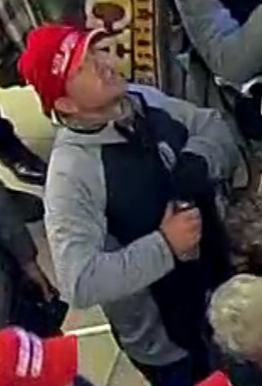 FBI's tweet image. Every day the #FBI locates more individuals who took part in the violence at the U.S. Capitol on January 6. Help us find the rest. Visit tips.fbi.gov if you recognize this person. Refer to photo 234 when you leave a tip.