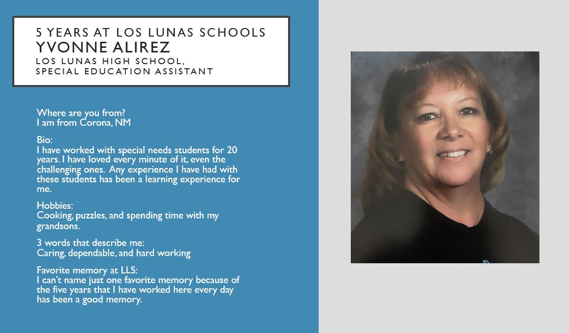 We are celebrating our staff and teachers who have spent so many years dedicated to our students and families! #WeRockLLS <a href="/LLHSTigers/">Los Lunas High School</a> <a href="/vhsjags/">Valencia High School</a> <a href="/VE_Principal/">Karla Dow</a> <a href="/LLElementary/">Los Lunas Elementary</a> <a href="/AnnElementary/">Ann Parish Elementary@APEPrincipal</a> <a href="/lunas_los/">Los Lunas Schools Personnel Department</a> <a href="/LLS_SPSV/">LLS Special Services</a> @LLS_EdTech <a href="/liveloslunas/">LiveLosLunas</a> <a href="/Valencia_County/">Valencia County NM</a> <a href="/VCNewsBulletin/">VC News-Bulletin</a>