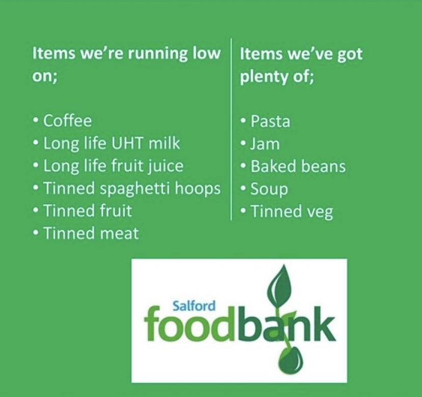 MediaCityUK's tweet photo. Can you help @SalfordFoodbank?

If you can spare just a couple of items it could make a huge difference to local individuals &amp; families who are using their services

We even have a drop-off box specially designed by @carbon_creative at @BoxontheDocks in @MediaCityUK for donations https://t.co/TP6K7jmCsL