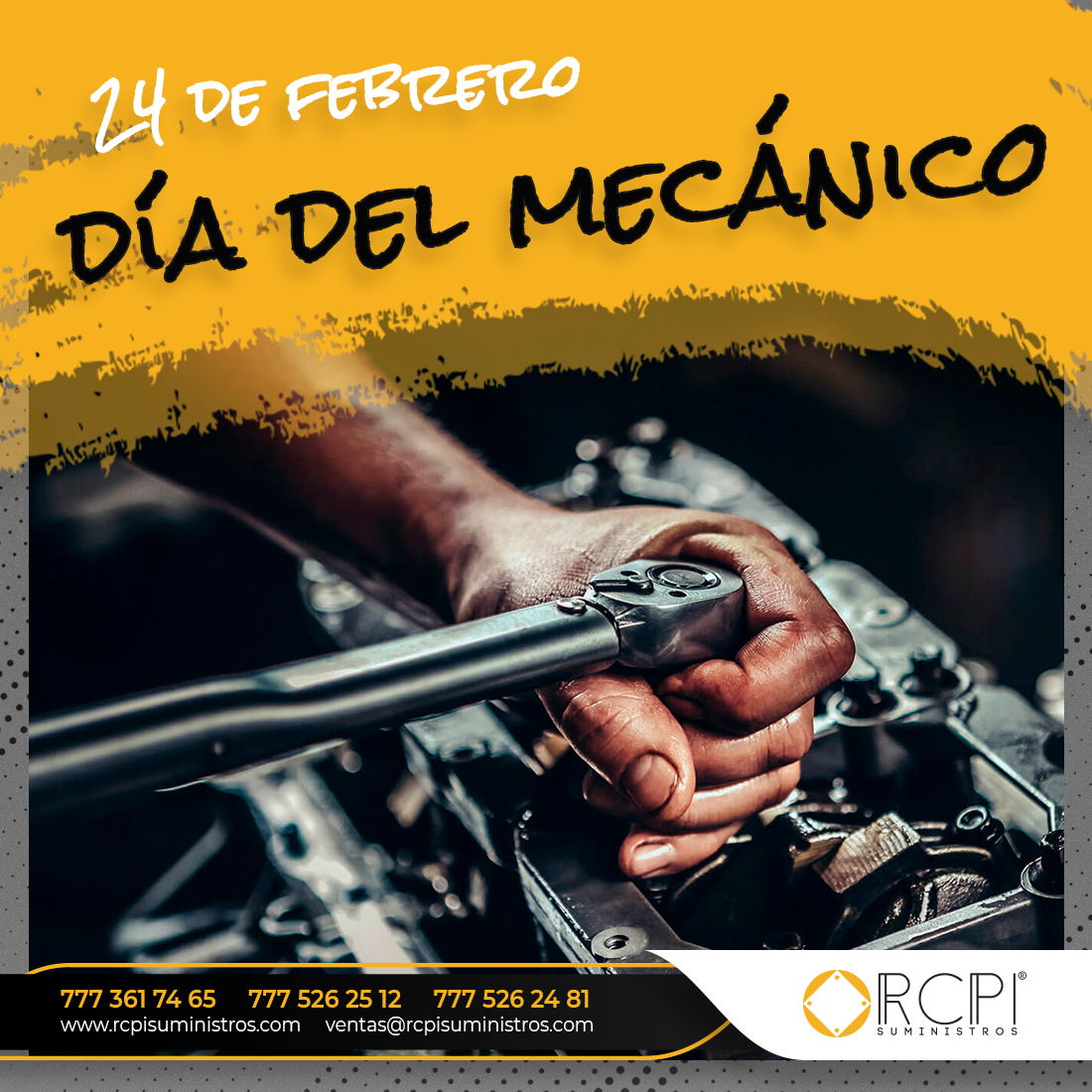 RCPI_Suministro's tweet photo. ¡Feliz 24 de febrero, día del mecánico!
Merecido reconocimiento a todos esos especialistas de sangre diésel e hidráulica que mueven al mundo!

¿Refacciones difíciles? Solicita tu cotización:
✅ Whatsapp https://t.co/EhT6sSxVui
📞 Oficinas: 7773617465 y 7775262481 https://t.co/GelJqBkZ5s
