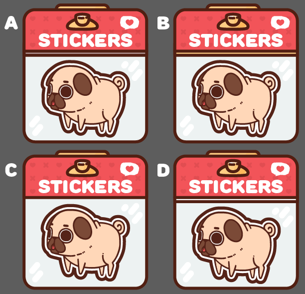 4 variations of packaged Puglies to represent Collection buttons in the store