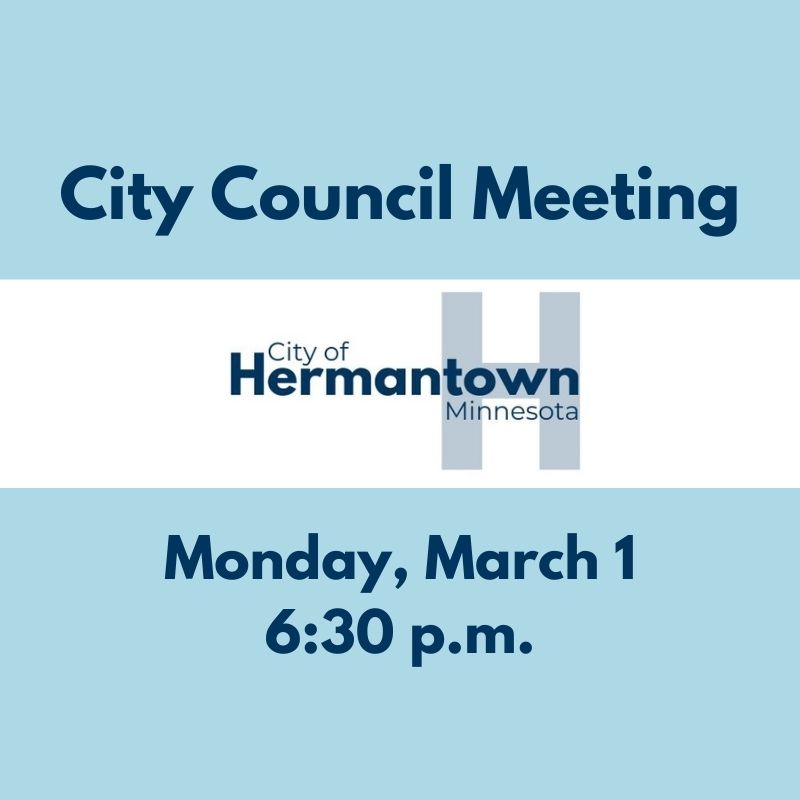 Hermantown's next City Council meeting is set for next Monday, March 1. The meeting is at 6:30 p.m. and information about meeting attendance options, as well as the agenda, can be found at the following link.

hermantownmn.com/government/cit…