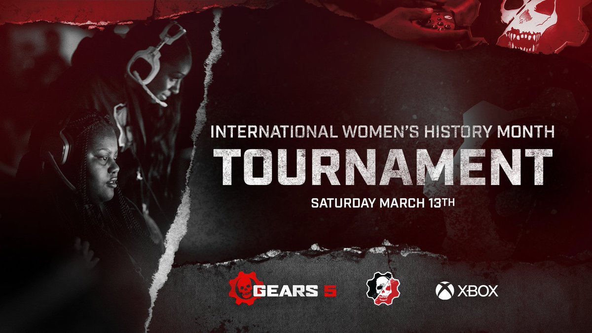 GearsEsports's tweet photo. To celebrate our EPIC female #Gears5 players, we are partnering with @Xbox and @smashgg to host an International Women's History Month tournament! 🔥

📆 Saturday, March 13
💰 $5k Prize Pool
☑️ Non-stop slaying

 Info &amp; registration➡️ https://t.co/aWLxPe0XtP https://t.co/l6ZtnV9FQV