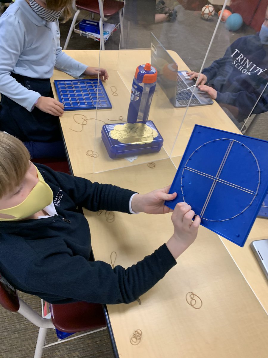Second graders grasped partitioning shapes so quickly and easily! Some chose to use a physical geoboard to explore and some used the online version. So proud of them! #trinitylearns