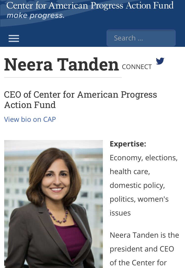 DanRadzikowski's tweet photo. @PressSec Neera Tanden is a lobbyist that is the head of a 501(c)(4), #CAPAction, and any lobbyist or CEO of a liberal or a conservative “action fund” shouldn’t be the head of the @OMBPress. Period. https://t.co/Eypm7Dp8Mr