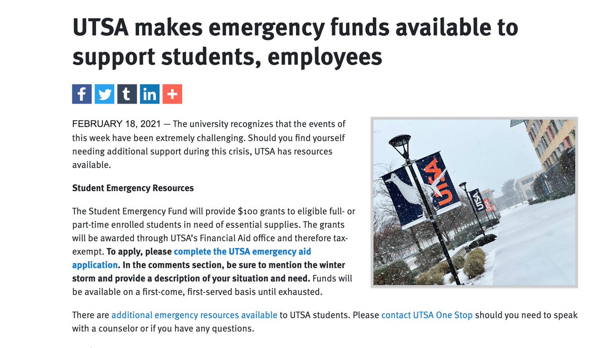 ATE_UTSA's tweet photo. https://t.co/qZmGX7AacC Apply for emergency funds here https://t.co/kczX9uWlJ3