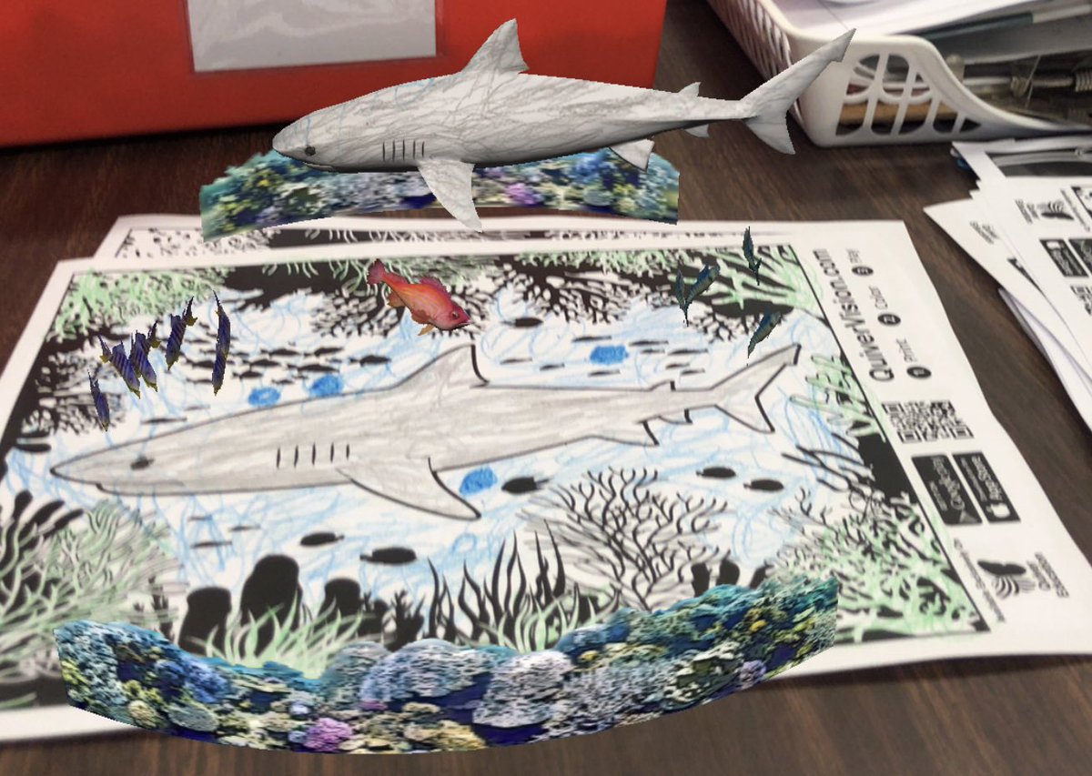 YaelGogolev's tweet photo. To wrap up animal research @CapstonePub #pebblego We tinkered around w/ some amazingly awesome #AugmentedReality coloring  @quivervision 1st GR Ss @Mrs_SherlockNS could be heard gasping in shock &amp; explaining how incredible this is! #ewlearns @NorthSideEW #STEAM https://t.co/0kS9GZYHdR