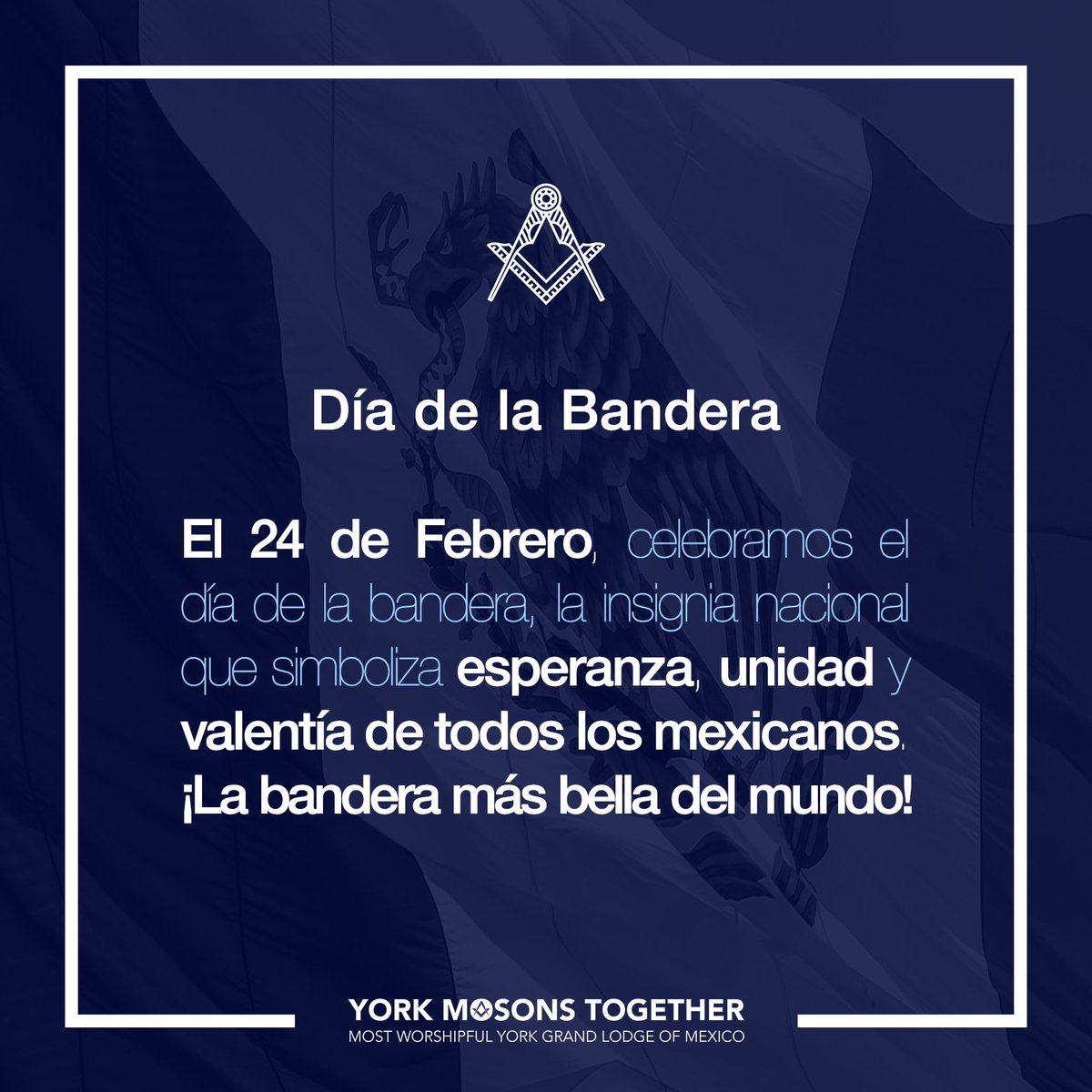 National Flag Day.

On February 24, we celebrate the flag day, the national emblem that symbolises the hope, unity and courage of all Mexicans. The prettiest flag in the world!

#freemasonry #february
#flagday #diadelabandera

#yorkmexicomasons #yorkmasonstogether #2b1ask1