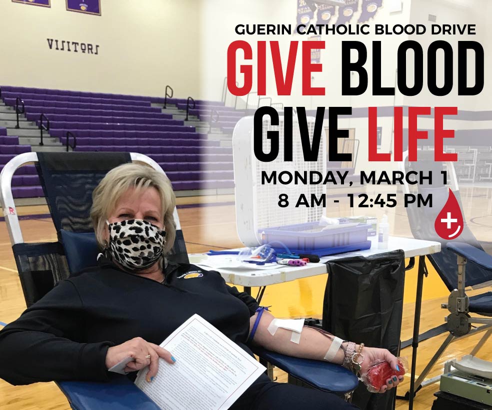 Help us save lives and find out your blood type if you don't know it by donating blood during the Guerin Catholic Blood Drive happening Monday March 1st!

**Antibody Testing is being done on all successful blood donations**

Register:  donate.indiana.versiti.org/donor/schedule…